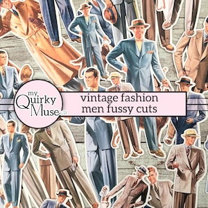 Vintage mannenmode kieskeurige sneden, junk Journal Tags, Digi Gentlemen, digitale papieren poppen, stickervel, afdrukbaar 3-delig pak, klaar voor de cricut