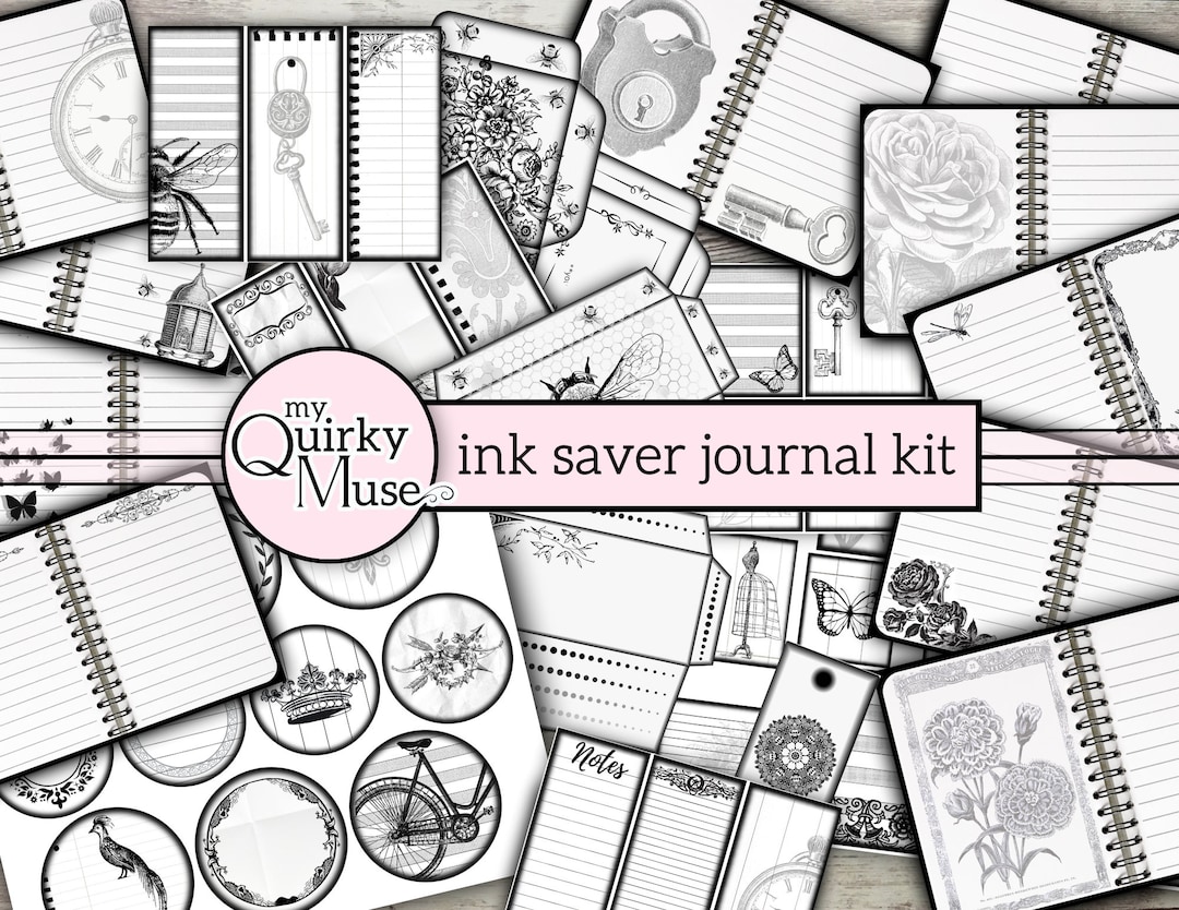 The Archivist’s Notebook Collection | Black and White Junk Journal Kit ...