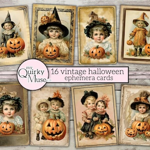 Vintage Halloween Ephemera Karten, Junk Journal, ATC Fussy Cuts, alte Werbung, Künstlerkarten, kommerzielle Nutzung