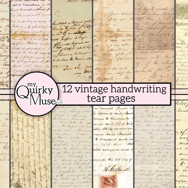 Vintage Handwriting Tear Pages for your Junk Journals, Collage Paper, Ephemera Pack, Scrapbook Sheets, HandWritten Love Letters