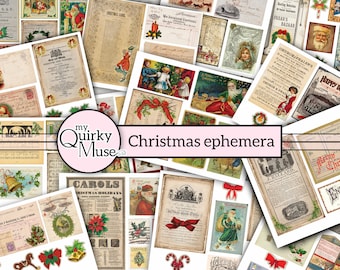 L'archivio del Natale dimenticato / Carte effimere vintage per junk journal e collezioni di collage
