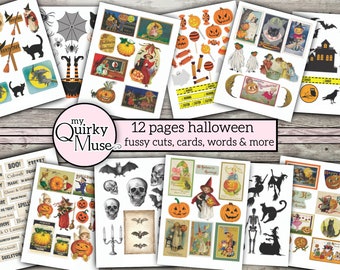 Halloween Fussy Cuts: Vintage Ephemera, Spooky Scrapbook (Digital Kit)