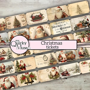 Christmas Tickets perfect for Embellishing your Holiday Junk Journal, Christmas Ephemera, Fussy Cuts, Sticker Sheet, Cricut Ready