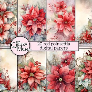 Carta digitale con stelle di Natale rosse acquerellate per i tuoi progetti natalizi, diari di viaggio, sfondi festivi, tecniche miste, uso commerciale