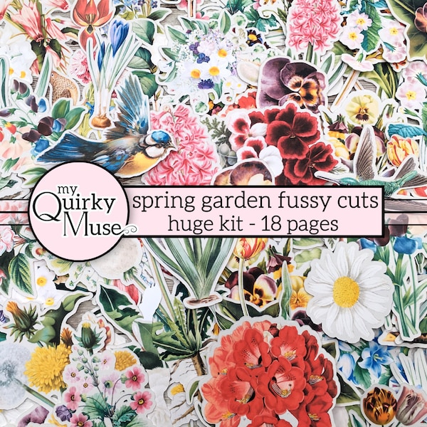 Frühlingsgarten Fussy Cuts für dein Junk Journal, Sticker Sheet, Floral Art Book, Ephemera Pack, Papierblumen, Cricut Ready, Floral Art Book