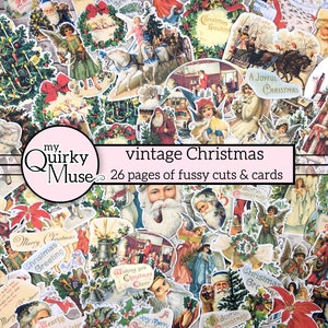 Vintage Christmas Fussy Cuts and Cards, Christmas Ephemera, Stickers, Scrapbook, Christmas Journal, Junk Journal Tags, Cricut Ready