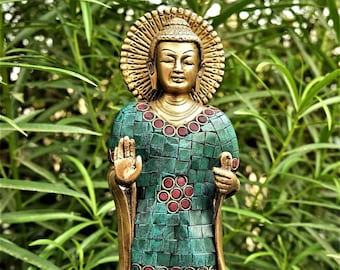 Handmade Brass Buddha Statue: Vintage Bronze Home Decor
