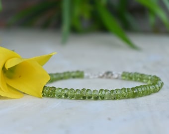 Faceted Peridot Bracelet: Sterling Silver Lock, Healing Gemstone