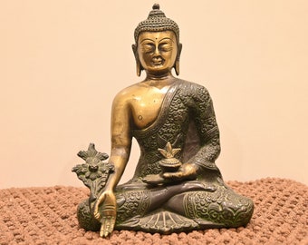 Buddha Statue 21.5 cm  | 8.5 inches  Medicine Buddha Statue | Healing buddha | Bronze statue | Brass statue | Home decor