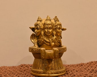 Estatua de Shiva Linga de latón hecha a mano: decoración del hogar con acabado antiguo