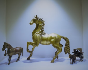Handmade Brass Horse Statue: Vintage Home Decor (11 Inches)
