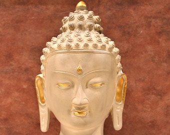 Handmade Brass Buddha Head Statue - Indian Home Decor (24 cm)