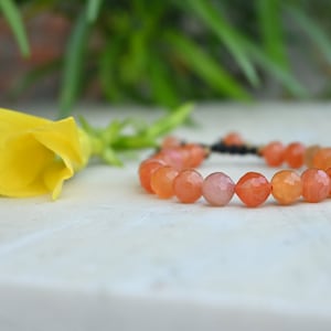 Carnelian Bracelet | Fine quality Faceted stone Bracelet | Healing gemstone jewelry |  Gems jewellery | Macrame adjustable Bracelet