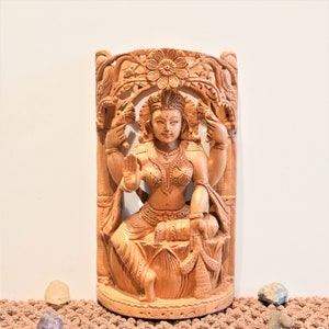 Lakshmi statue 21 cm |  Lakshmi  wood statue | Wooden sculpture | Blessing statue | Handmade | Home decor | Goddess of wealth