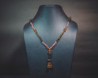 Natural Tourmaline with Citrine mala | 108 beads superfine quality necklace | Faceted  gemstone jewellery