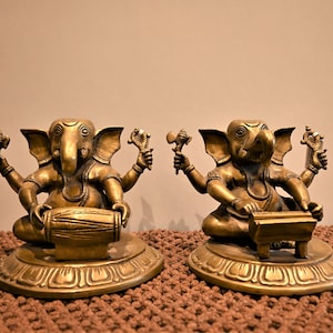 Ganesha musical set | Brass Decorative | Home Decor | Lord Ganesh Music Figure