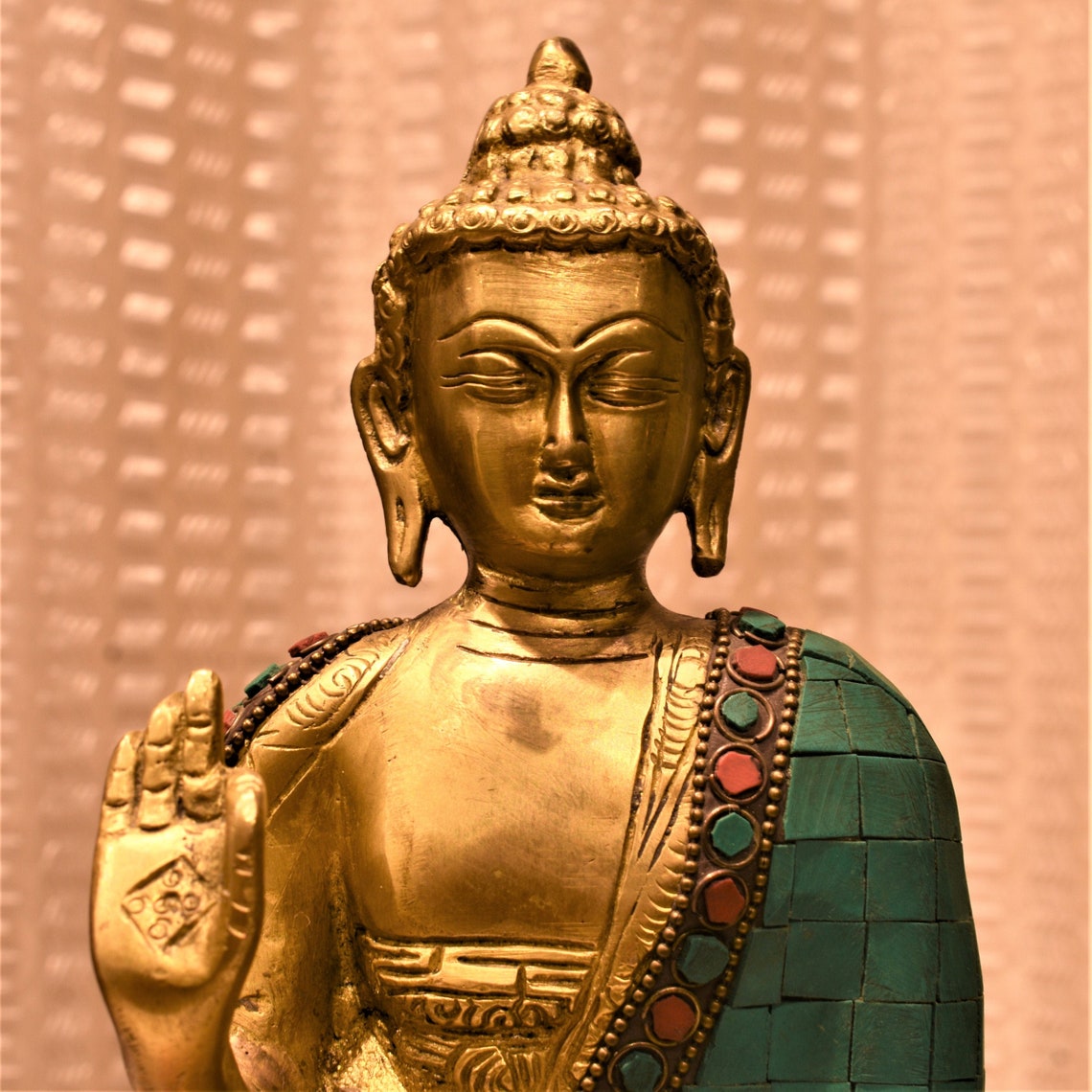 Buddha Statue blessing pose 10 inch inlay stone Statue Etsy