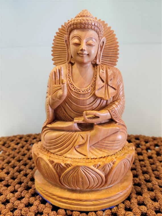 手彫りの木製仏像：インドの室内装飾 - Etsy 日本