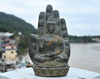 Lord Buddha Brass Statue: Handmade Blessing Figurine (9.5 Inches)