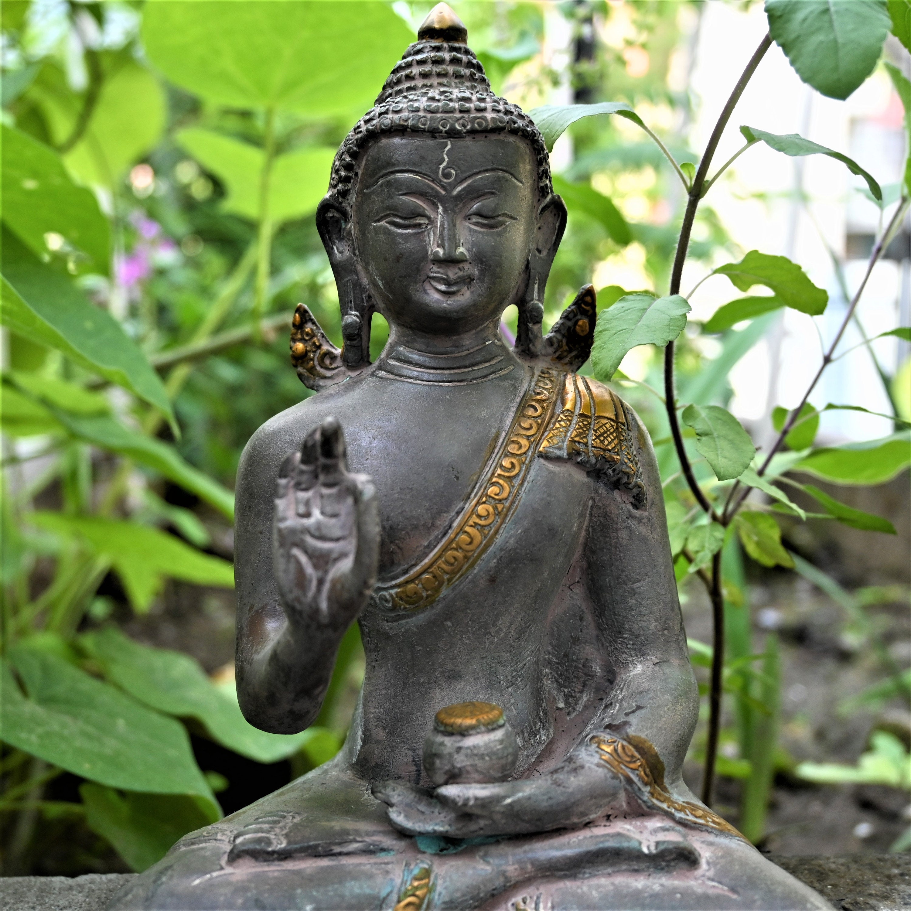 Buddha brass statue Antique finish teaching mudra. Bronze Etsy