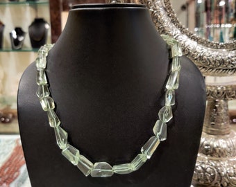 Grüne Amethyst-Halskette: Sterling Silber-Haken, Prasiolith-Edelstein