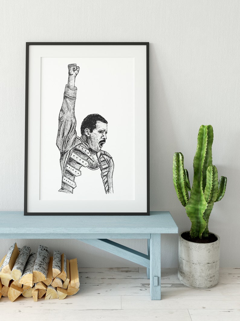 Downloadable Art Print Rock Home Decor Eighties Black /& White Poster Music Printable Art Freddy Mercury Wall Art Queen