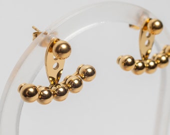 Gold Bubble Claw Ear Jacket: Hypoallergenic Stainless Steel Earrings