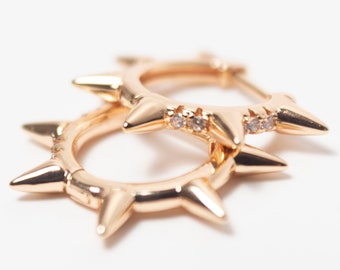 Gold Spike Hoop Earrings: Edgy Hypoallergenic Statement Jewelry