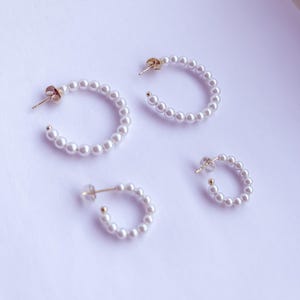 Pearl Hoop Earrings, Pearl hoop earrings, gold hoop earring, pearl bridal earring, gifts for mom, hypoallergenic pearl earrings