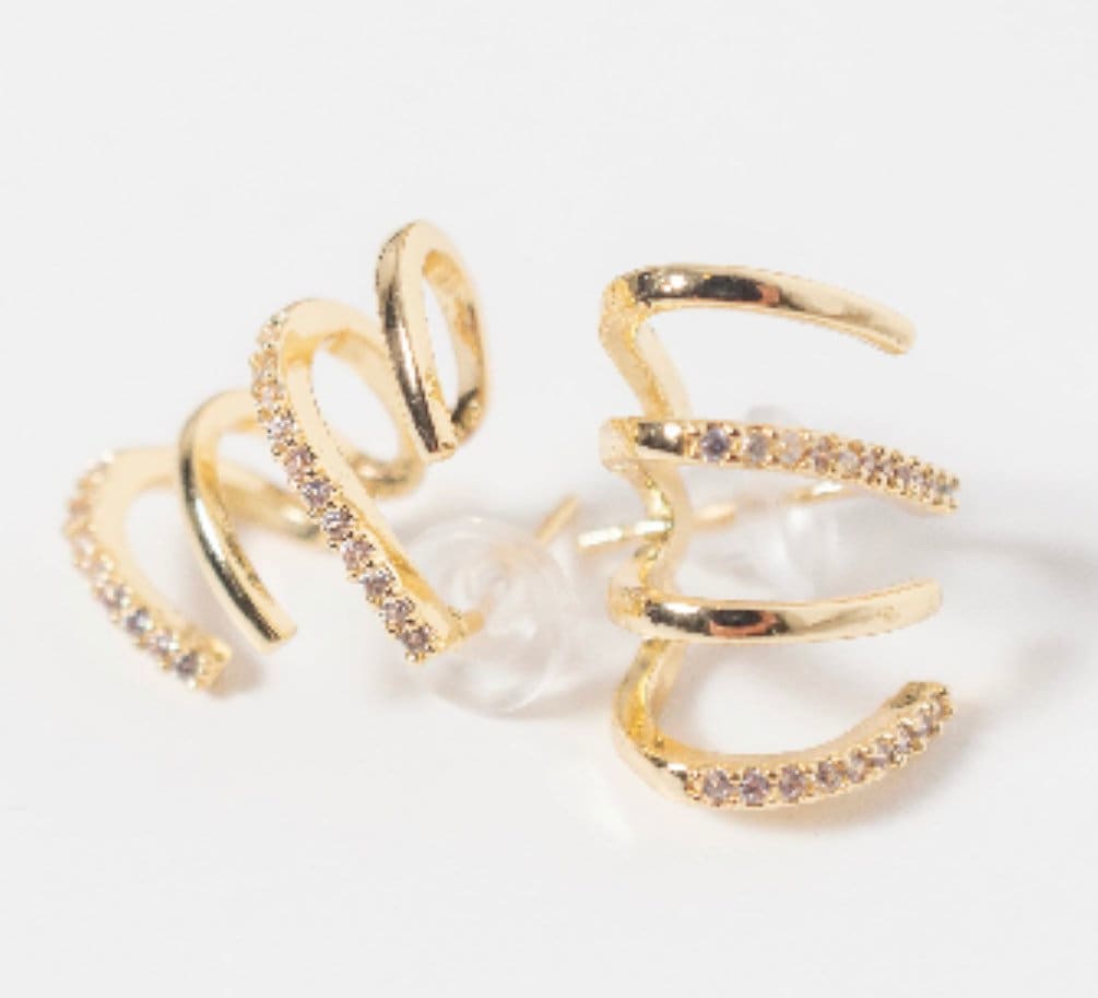 Gold Claw Ear Jacket: Hypoallergenic Stud Earrings