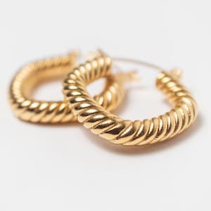 18k Gold Rope Hoops | Gold Twist Earrings | Minimalist Gold Hoops | Hypoallergenic Earrings | Edgy Earring | Gifts for Her