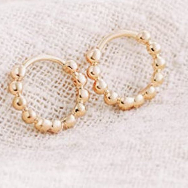 Small Gold Bubble Huggie | Gold Bubble Hoop| Small Gold Hoop Earrings| Modern Statement Earrings | Hypoallergenic Earrings | Edgy Earring