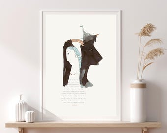 Jane Austen Pride and Prejudice Quote Print, Literary Wall Art