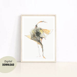 Line art print, bird painting, swan illustration, birdman art, inktober, digital download print