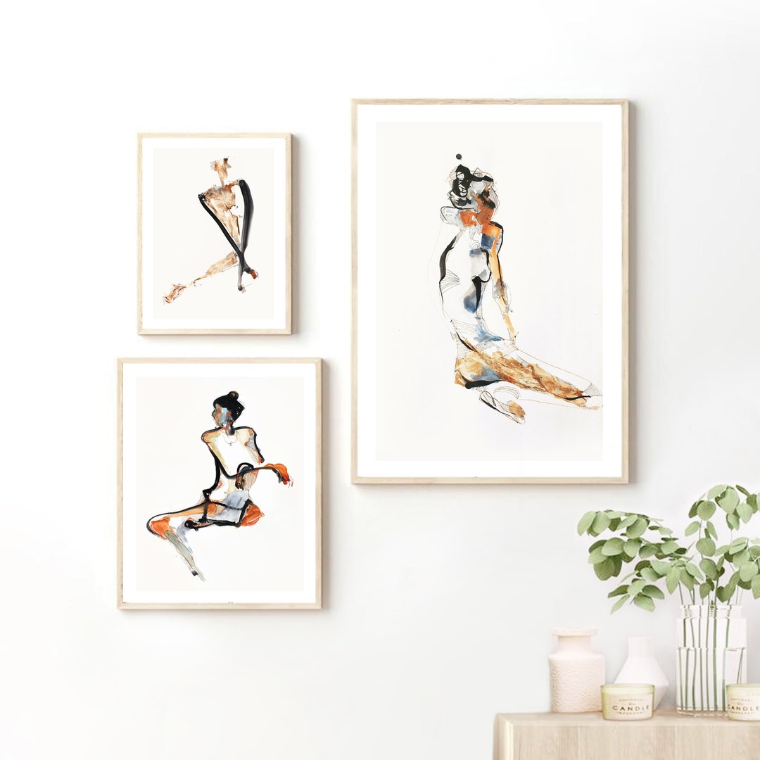 Line Art Woman, 3 Piece Wall Art, Minimalist Printable Wall Art Set of ...