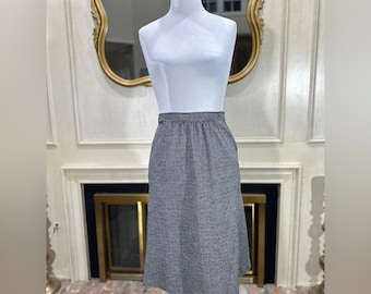 Vintage Catalina Houndstooth A-Line Midi Skirt | Black White Pockets 27” Waist