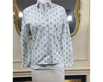 Ruff Hewn Shirt Size 8 White Dog Print Vintage Grandmacore Dark Academia