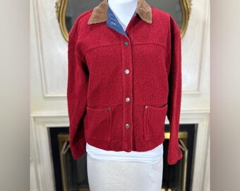 Jaqueta Western Vintage Sherpa Roughrider by Circle T Vermelha Anos 90 Heritage Ranch