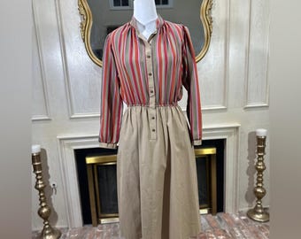 Vintage Anjac by Jack Needleman Striped Button-Front Dress (See Measurements)