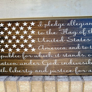 Gemaltes Schild - Kiefer 12x24 - Versprechen Amerikanische Flagge - Patrisch - Amerika - USA - Holz-Wand-Kunst-hängendes Dekor