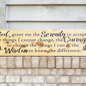 Painted Sign - Pine 36 x 9.25 x .75  - Serenity Prayer - 3 ft - large sign - Wood Wall Art Hanging Decor - Christian Sign
