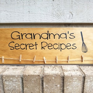 Painted Display Board 18 Grandma's Secret Recipes Wood Wall Art Hanging Decor Sign image 1