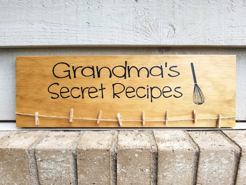 Painted Display Board 18 Grandma's Secret Recipes Wood Wall Art Hanging Decor Sign image 1