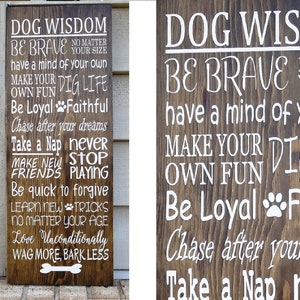 Painted Sign - Pine 24 x 9.25 - Dog Wisdom House Rules- 2 ft  - Wood Wall Art Hanging Decor - walnut - dark brown