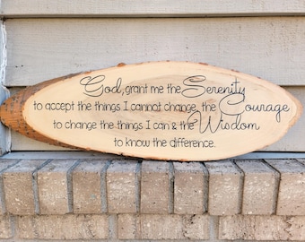 Serenity Prayer - Poplar 26.25 x 8.5 Live Edge Wood Wall Art Sign Decor