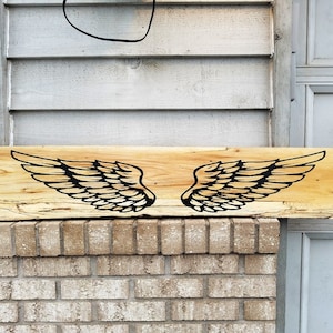 Painted Sign Spalted Elm 63 x 8 Live Edge Wings Over 5 Ft Long Large Wood Wall Art Decor image 1