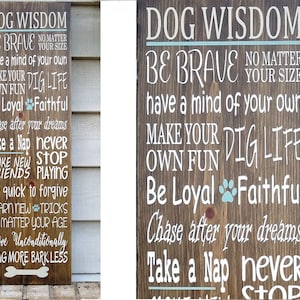 Painted Sign - Pine 30 x 9.25 - Dog Wisdom House Rules- 2.5 ft  - Wood Wall Art Hanging Decor - walnut - dark brown