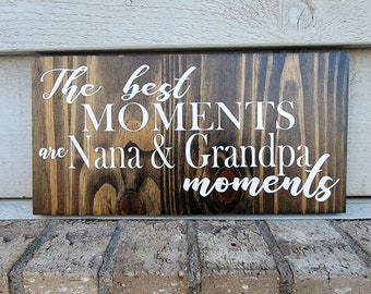 Enseigne peinte - cadeau pour grand-père et grand-père - pin 6 x 12 - Les meilleurs moments sont les moments grand-père et grand-père - décoration murale en bois à accrocher
