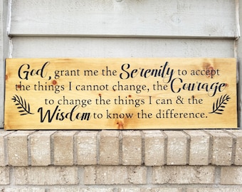 Painted Sign - Pine 30 x 9.25 - Serenity Prayer - 2.5 ft  - Wood Wall Art Hanging Decor - Christian Sign