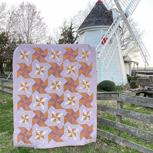 Handmade Patchwork Quilt | Lovely Pinwheels Quilt 66" x 72" | Large Throw Quilt | One of a Kind — Ready to Ship